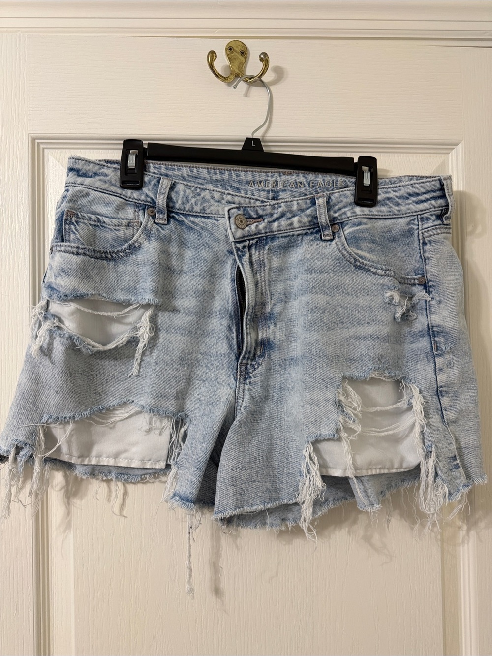 American Eagle Outfitters Light Wash Distressed Denim Shorts